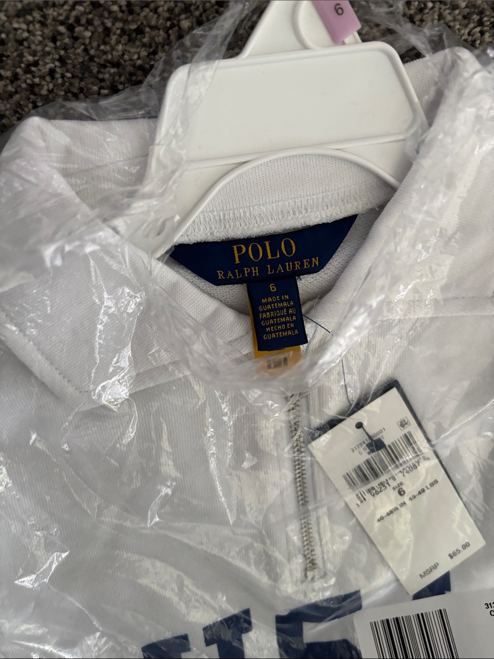 Kids Ralph Lauren White Pullover with Navy USA and Red Logo - Picture 4 of 7